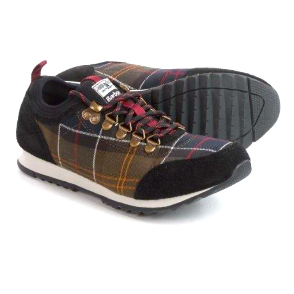 Barbour Black and Green Sneakers Retro Design